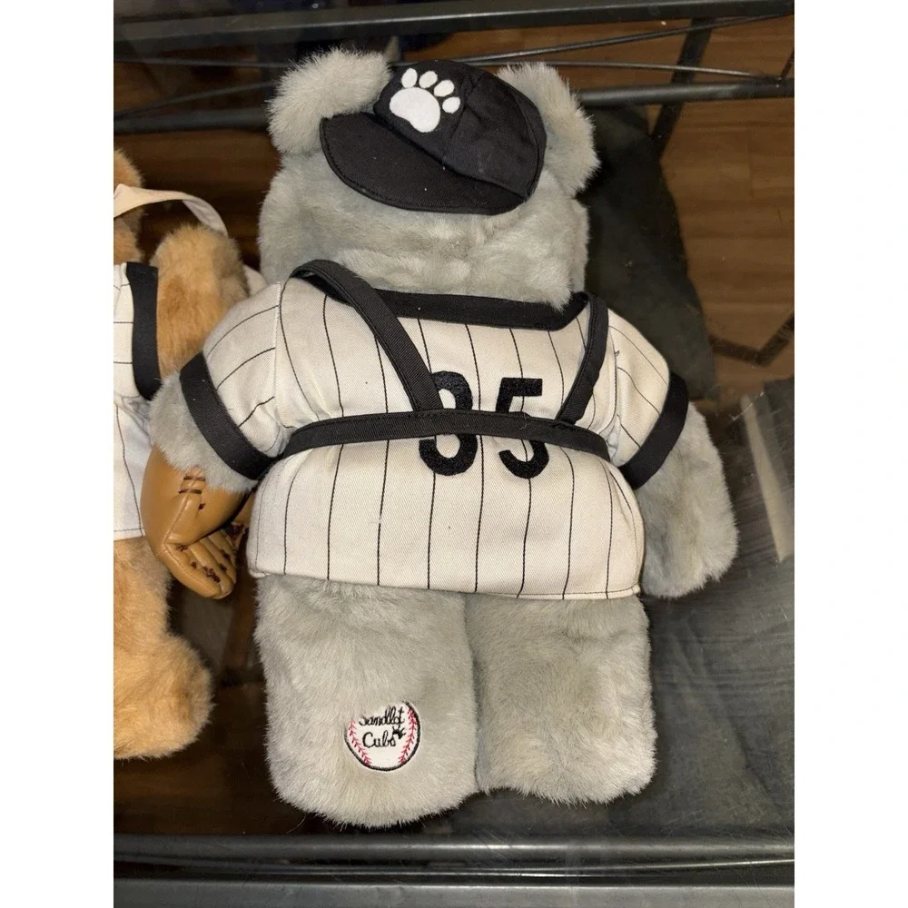 Vintage Sandlot Cubs Plush Bear Lot (2) Baseball Catcher #35 & Stolen Base #0